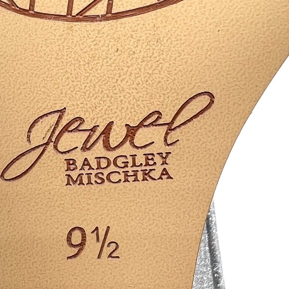 Jewel Badgley Mischka Size 9.5 Peggy Silver Jeweled Wedges Dress Sandals Shoes - Picture 13 of 13